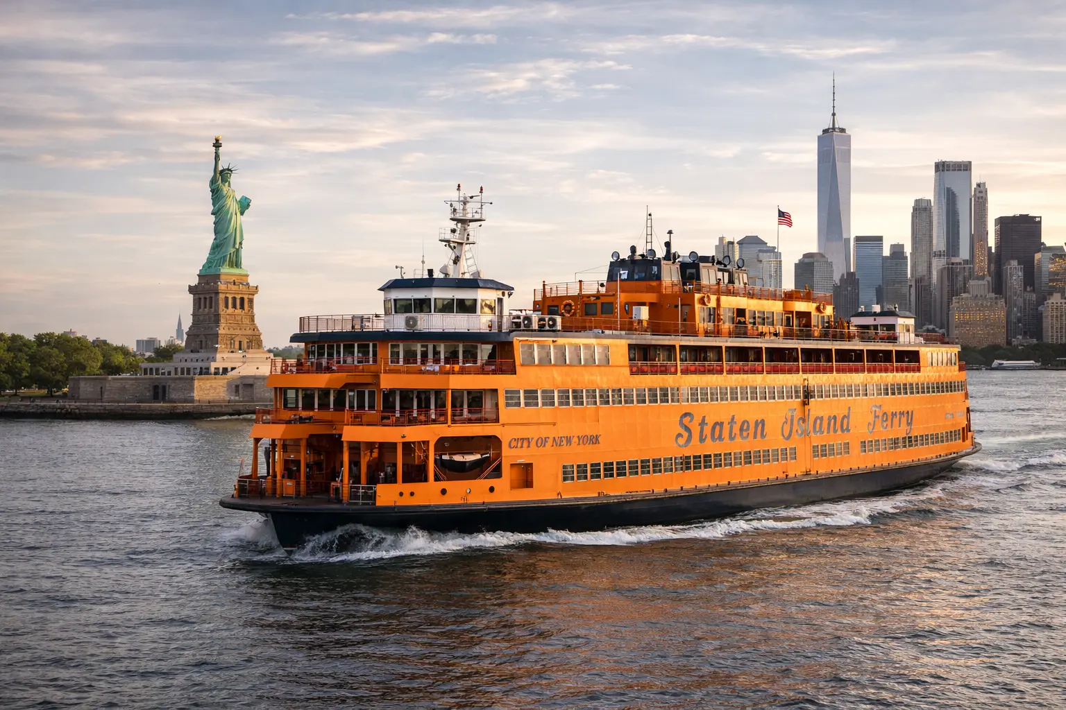 Staten Island Ferry traveling across New York Harbor 
